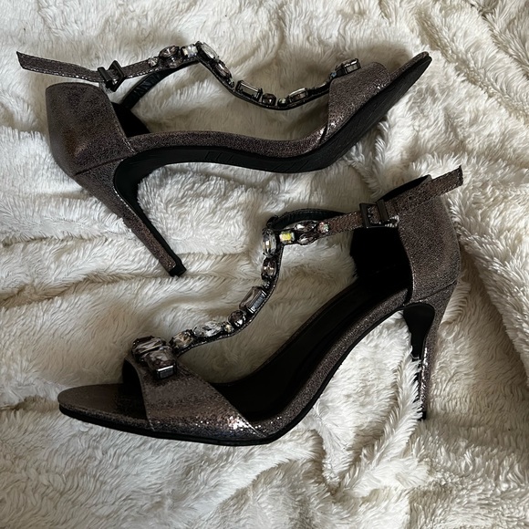 Silver Jeweled Kitten Heels - Picture 2 of 3